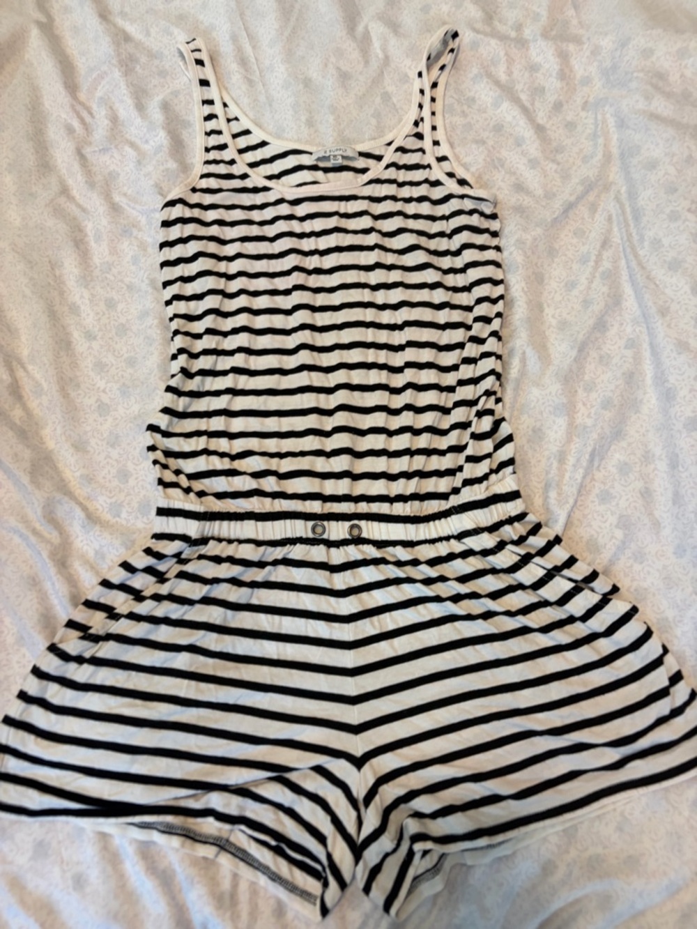 Z supply black and white shorts romper